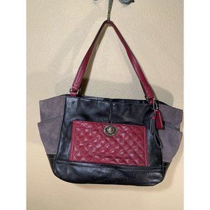 Coach Carrie Park Color Quilted F24693 Suede Leather Tote
